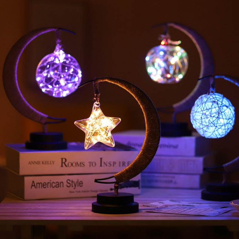 ضوء القمر LED ضوء زخرفي من الحديد المطاوع على شكل نجمة ضوء سلك نحاسي ضوء زخرفي بطارية USB