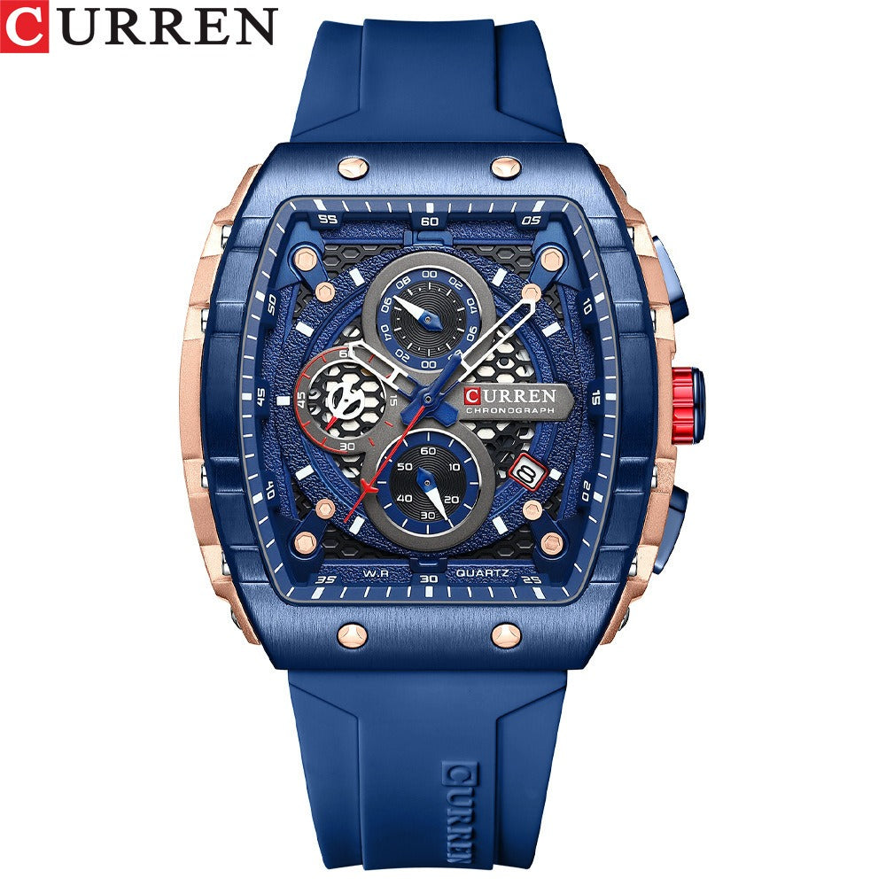 CURREN 8442 Men's Waterproof Six Needle Quartz Calendar Tape Men's Multifunctional