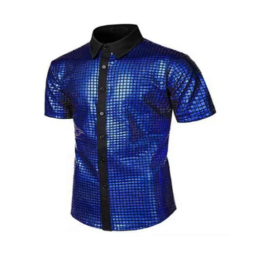 Sequined Button-down Shirt 70 S Disco Party Cosplay Clothing