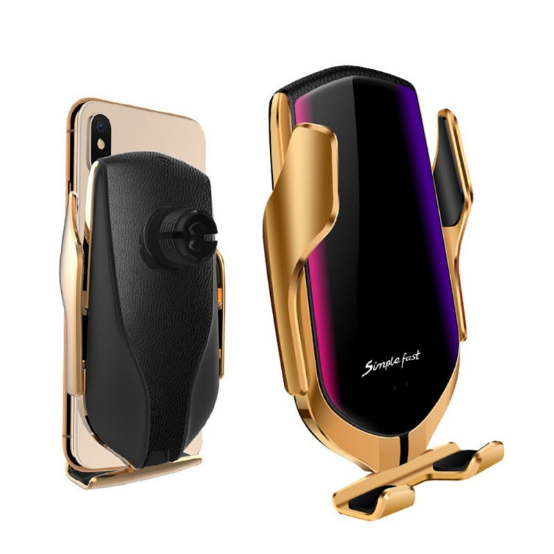 360 Degree Rotation Auto Clamping Air Vent Phone Holder Charging Wireless Car Charger Mount Universal for iphone Huawei Samsung