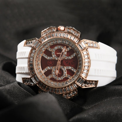 Gu Meng New Men's Watch Hip-Hop Tape Color Shell Quartz Watch Fashion Diamond-Encrusted Large Dial Watch