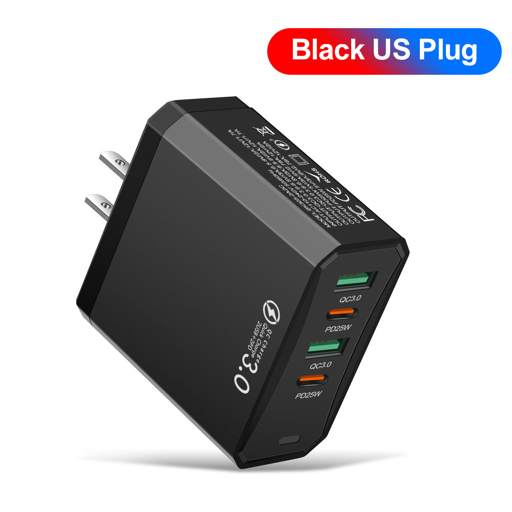 Four in one 2USB+2PD mobile phone charger, tablet plug, European, American and British standard super fast charging