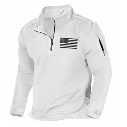 Men's Sports Fashion Zipped Stand Collar Long-sleeved Sweater