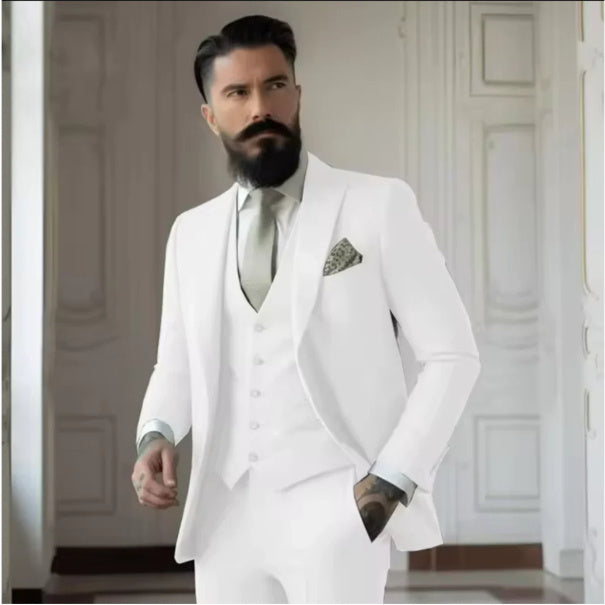 Men's Slim Fit Solid Color Business Suit