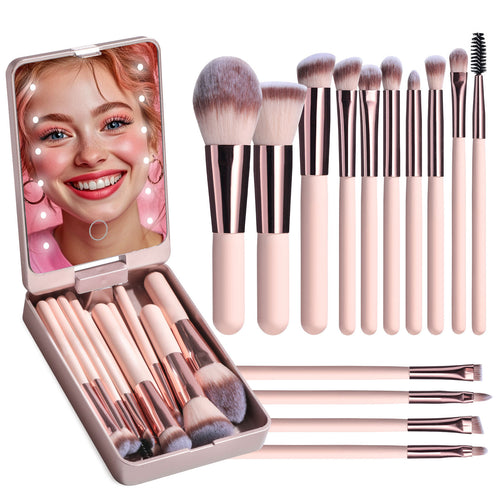 Makeup Brushes Suit Rechargeable Luminous Mirror