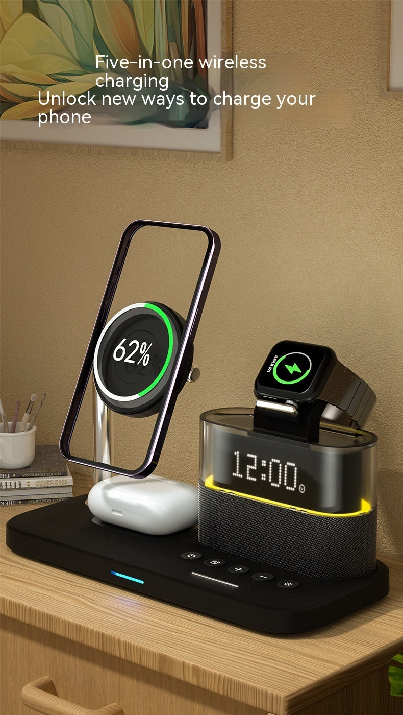 Magnetic Small Night Lamp Wireless Charger With Alarm Clock Three-in-one