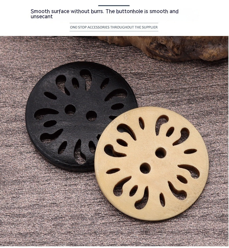 Natural Wood Dyed Lase Coat Sweater Cardigan Clothes Buttons