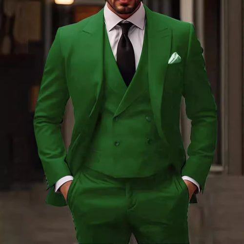 Green Plus-sized Foreign Trade Three-piece Groom Best Man Suit