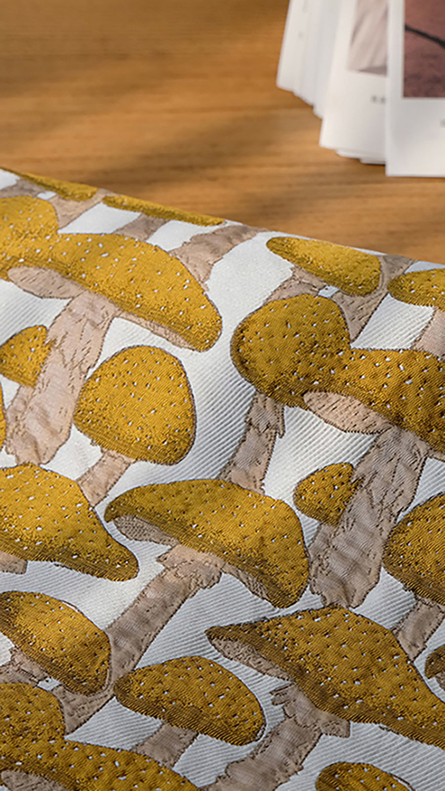 Cartoon Mushroom Pattern Jacquard Printed Fabric Bag Pillow Handmade DIY Fabric Material