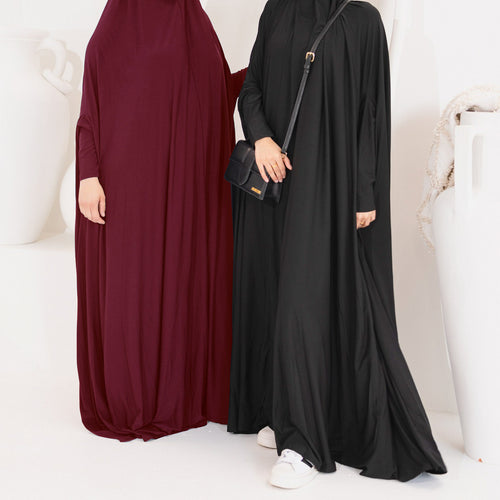 Middle East Dubai Turkey Solid Color Batwing Dress