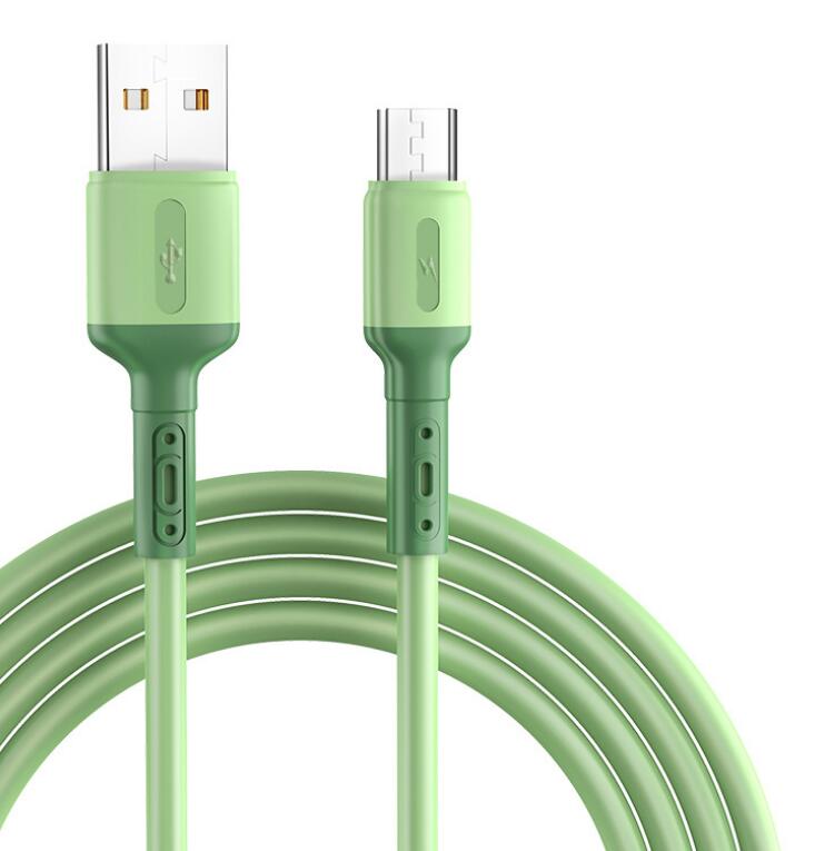 3A Liquid Silicone Micro USB Type C Cable Mobile Phone Charger Fast Charging USB Data Cord Charge