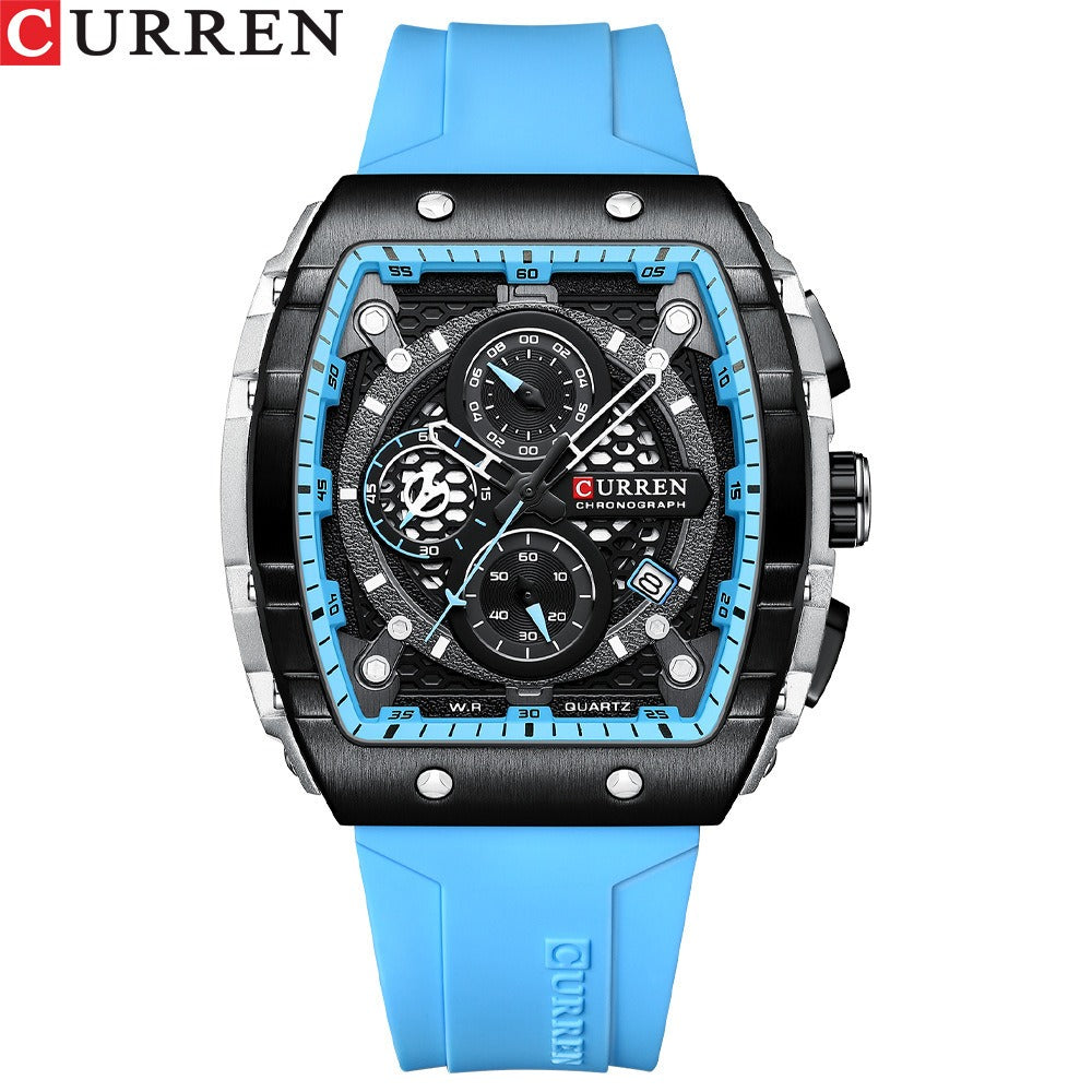 CURREN 8442 Men's Waterproof Six Needle Quartz Calendar Tape Men's Multifunctional