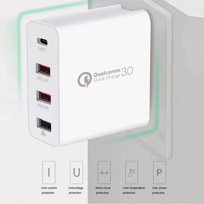 4 Ports Universal Car Wall Charger Power Supply Travel Adapter 48W PD Type C USB Mobile Phone Tablet Home Portable Fast Plug