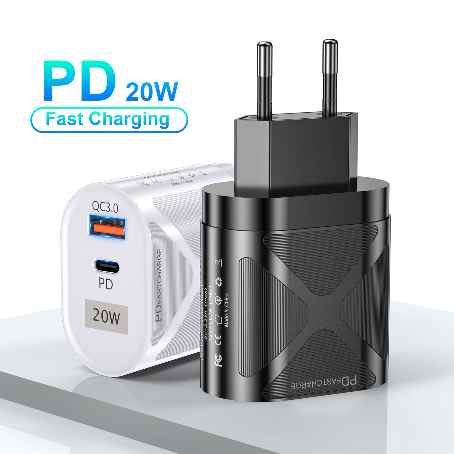 LED luminous PD20W+QC3.0 4A mobile phone charger fast charging dual port fast charging head