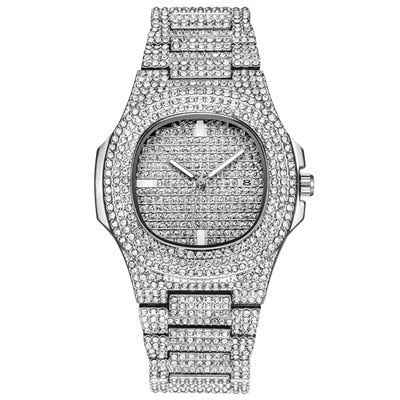Mens Watches Fashion Luxury Diamond Brand Date Quartz Watch Men Gold Stainless Steel Business Watch Montres de Marque de Luxe
