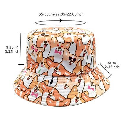 Puppy Pattern Bucket Hat Cartoon Double-sided Wearing Sunshade