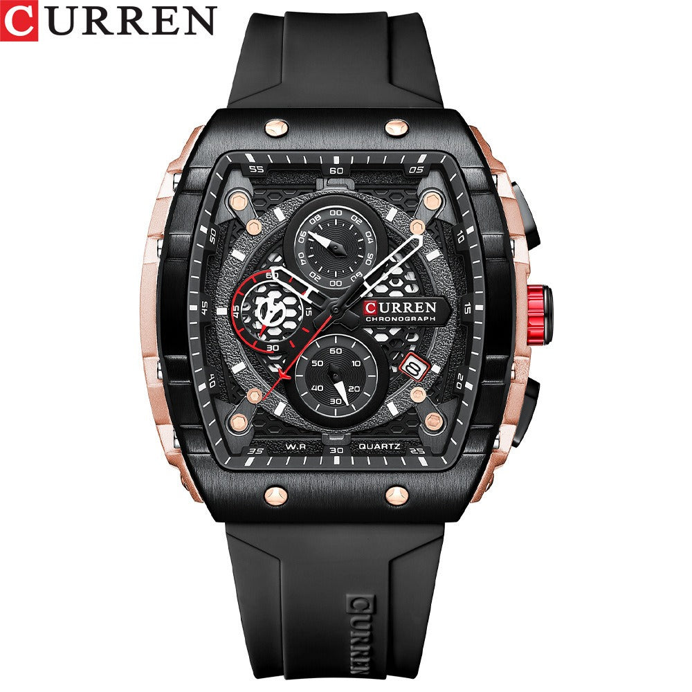 CURREN 8442 Men's Waterproof Six Needle Quartz Calendar Tape Men's Multifunctional