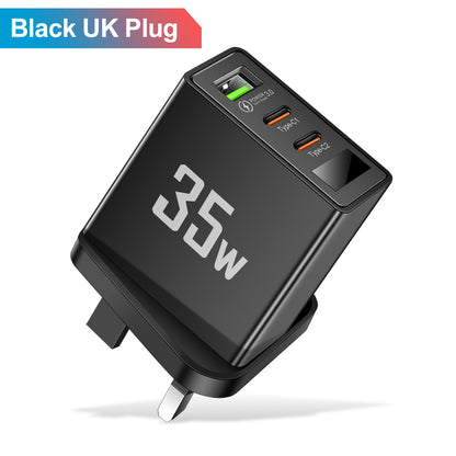 Charging head frequency converter 1USB+2 Type-C intelligent multi interface digital display mobile phone charger
