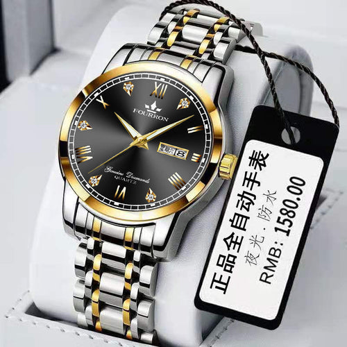 New Luminous Double Calendar Quartz Stainless Steel Waterproof Men's Watch With Watch