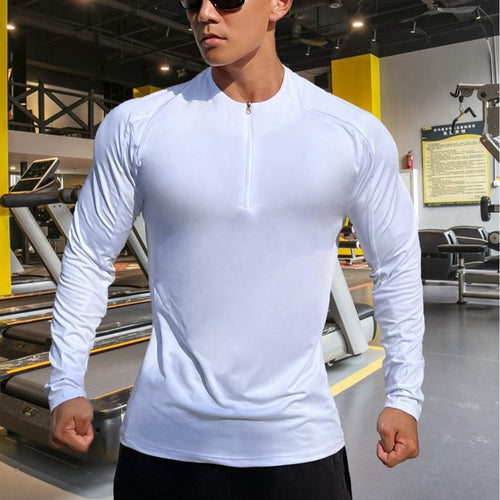 Sports Fitness Men's Long Sleeve Top Zip-up Shirt Trousers Two-piece Suit