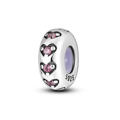Copper plated S925 silver FOREVER colorful heart clip beads string DIY bracelet necklace