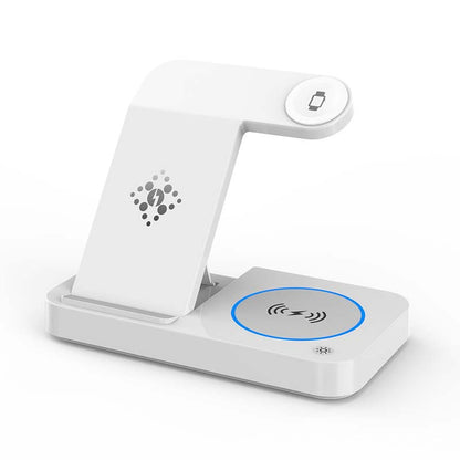 Three-in-one Wireless Charging Stand, 15W Max Output, Compatible with Samsung Phones, Headphones, Watches, Type-C to USB-A Cable, 120cm Cable Length, Black/White