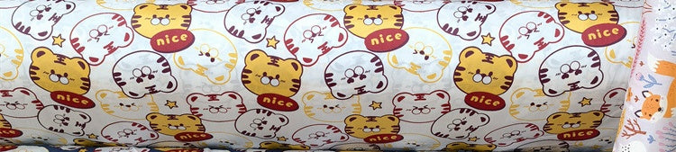 Cartoon Panda And Tiger Cotton Twill