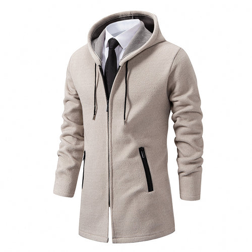 Men's Sweater Jacket Mid-length Coat Hooded Sweater Men's Coat