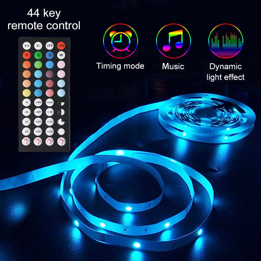 شريط إضاءة LED 5050 RGB شريط مرن ثنائي الصمام 5 متر وحدة تحكم ديكور غرفة التلفزيون الكمبيوتر إضاءة خلفية ديكور عيد الميلاد