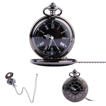 Pocket Watch Vintage Roman Numerals Quartz Watch Clock With Chain Antique Pendant Necklace Gifts For Father