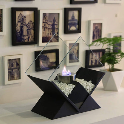 14.5 Inch Tall Portable Tabletop Fireplace | Elevated Bio-Ethanol Fire Bowl for Indoor & Outdoor Decor | Ventless Dancing Flame