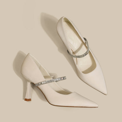 Women's Black High Heels Stiletto Pointed Toe Sandals With Skirt