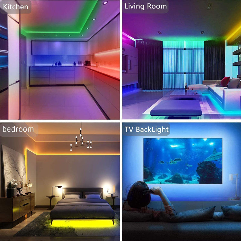 شريط إضاءة LED 5050 RGB شريط مرن ثنائي الصمام 5 متر وحدة تحكم ديكور غرفة التلفزيون الكمبيوتر إضاءة خلفية ديكور عيد الميلاد