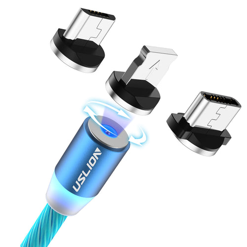 Compatible with Apple , LED Magnetic USB Phone Cable Micro Type C Charger Fast Charging Magnet Charge Cord