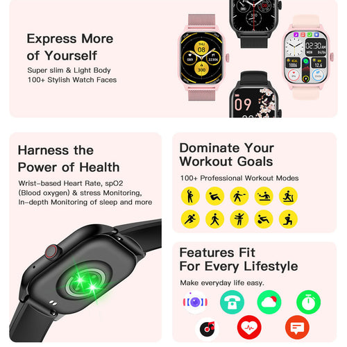 Multifunctional Bluetooth Calling Heart Rate Blood Pressure Sleep Monitoring Sports Health LT10 Smart Watch