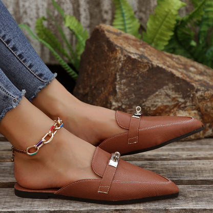 Pointed-toe Low Heel Leisure Semi-slippers Women's Shoes