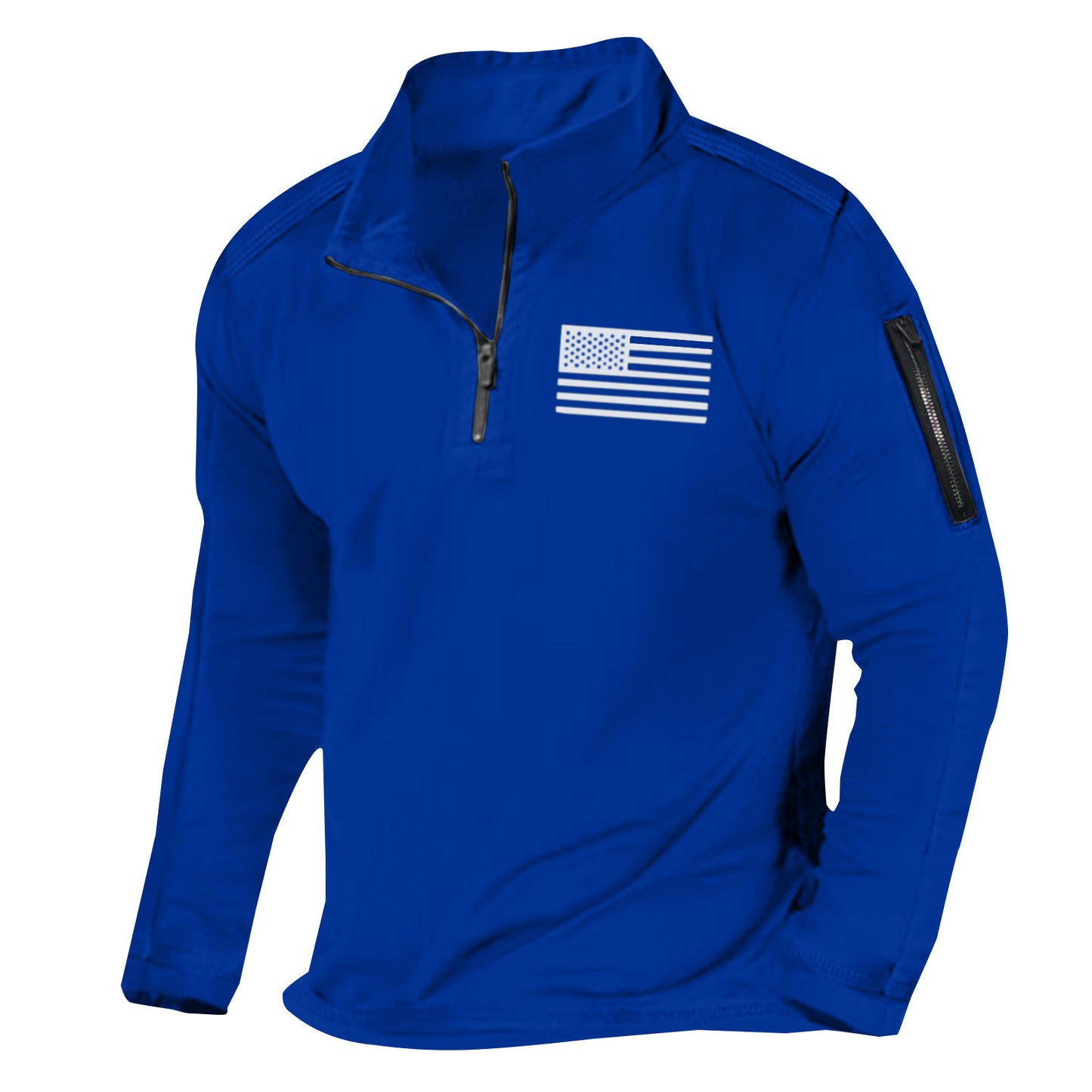 Men's Sports Fashion Zipped Stand Collar Long-sleeved Sweater