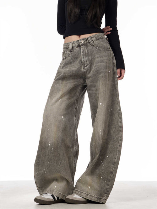 Retro Splash-ink Jeans Women's Machete Couple Pants