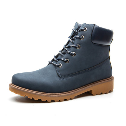 Pink With Velvet Lining Warm Flat Bottom High-top Men's Shoes Couple Martin Boots