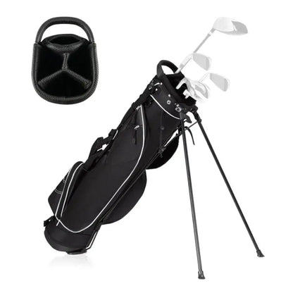 Water-Resistant Golf Stand Bag - 420D Nylon, 3-Way Dividers+7 Zipper Pockets, Black