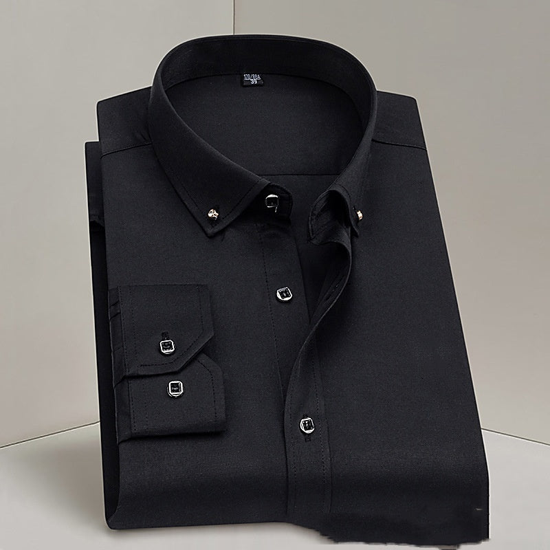 Business Formal Wear Men's Shirt Professional Wedding Best Man Non-ironing Pure White