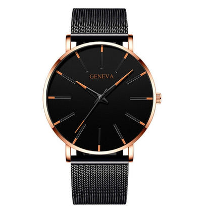 Minimalist Men's Fashion Ultra Thin Watches Simple Men Business Stainless Steel Mesh Belt Quartz Watch Relogio Masculino