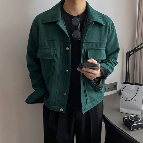 Suede Short Jacket Men's Loose Lapels Coat