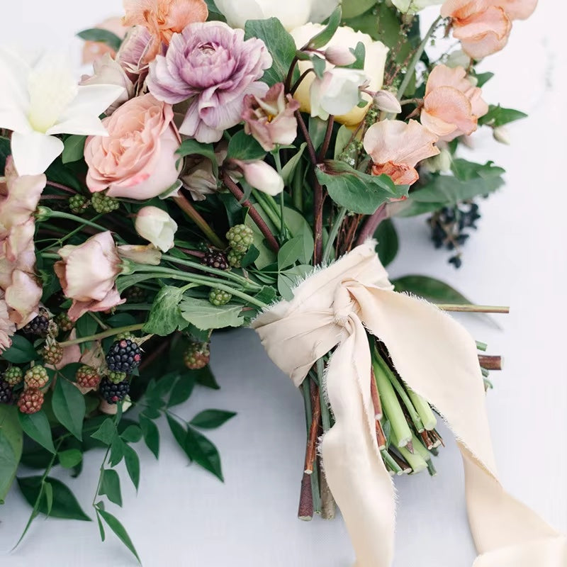 3 Rolls 6.5m Per Roll Frayed Silk Ribbon Edged Wrinkle Chiffon Handmade Ripped Wedding Party Flower Bouquet Gift Packing Decorations