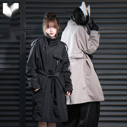 New Oblique Single-breasted Stand Collar Trench Coat For Men