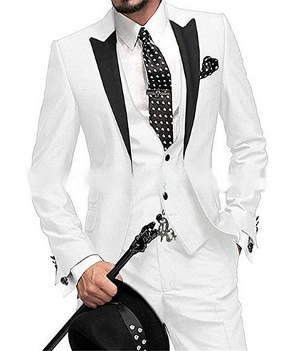Black Collar Color Blocked Three Piece Set