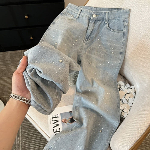 Women's High Waist Slimming And Wide Leg Denim Trousers