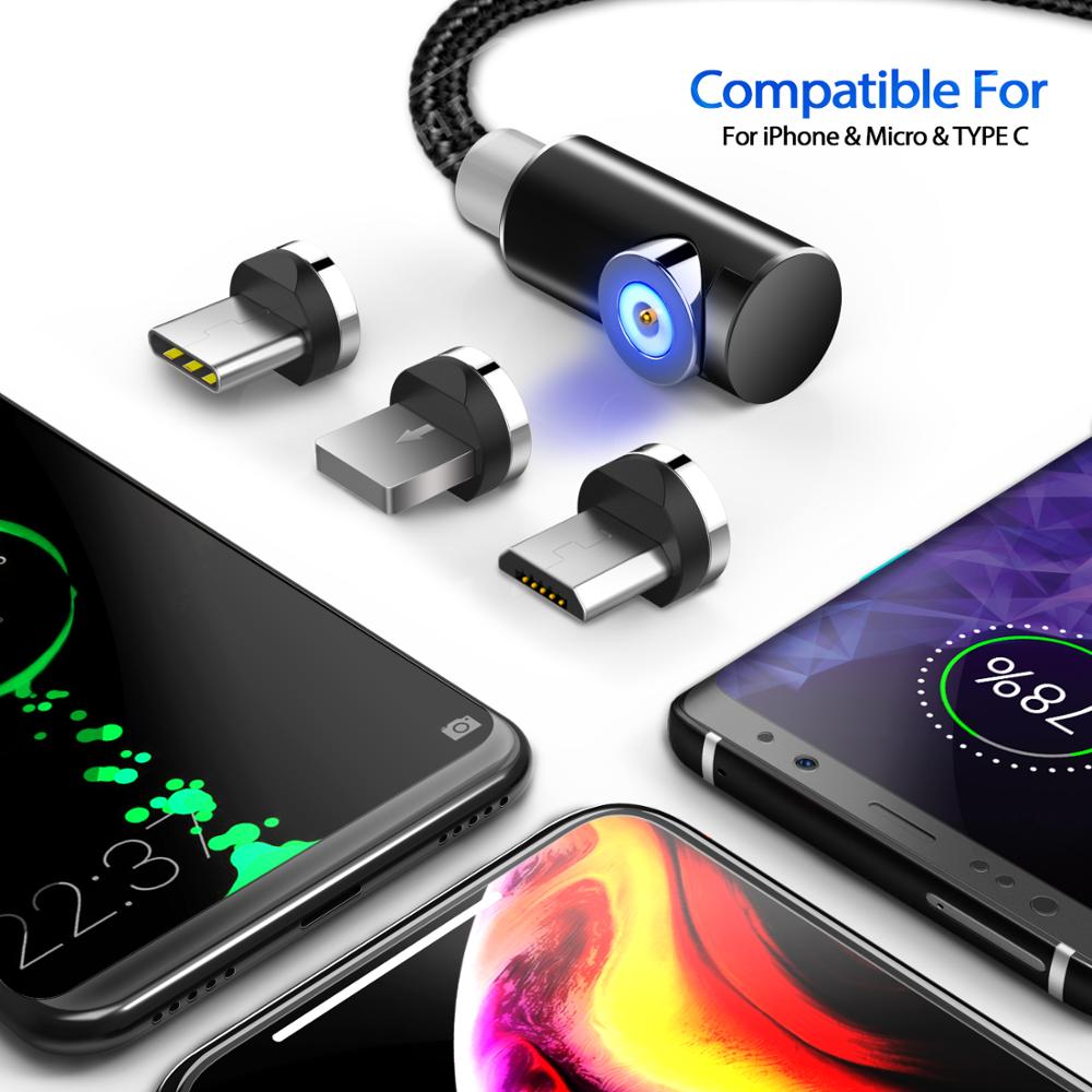 2m Magnetic Cable Micro USB Type C Adapter Charger Fast Charging For Magnet  Cord