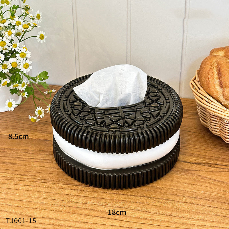 Creative and minimalist Oreo paper box home living room bedroom desktop high-end sense tissue box decorative accessories, ornaments