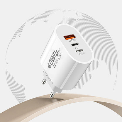 Dual PD+USB fast charging standard 40W European/American standard travel charger